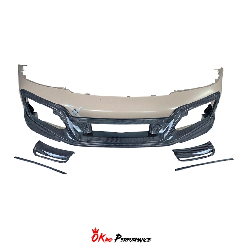 Techart Style Dry Carbon Fiber With Portion Primer Front Bumper For